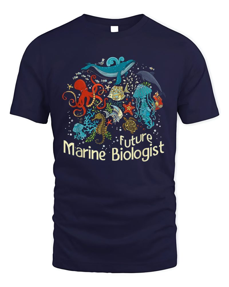 Sea Creatures Tshirt Future Marine Biologist Color Navy