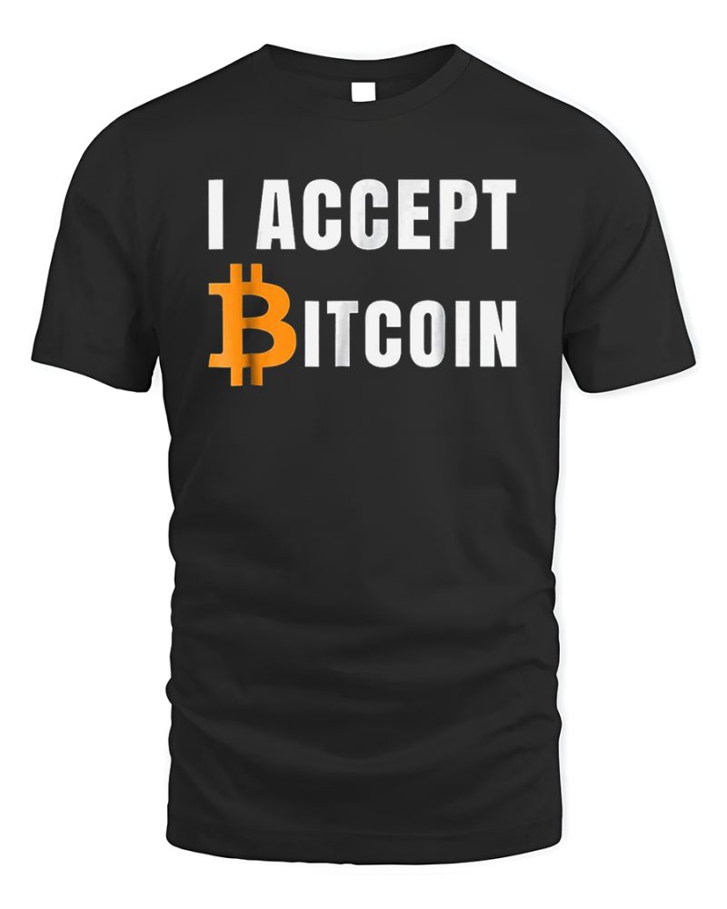 Simple t-shirt with youthful style I Accept Bitcoin color Black