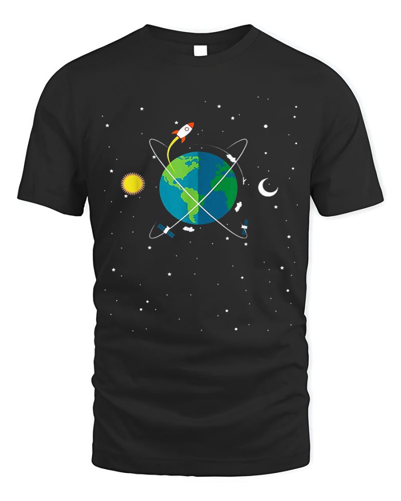 T-shirt with space motifs Space Earth Mon Sun color Black