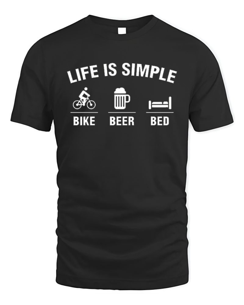 Minimalist t-shirt prints Life Is Simple color Black